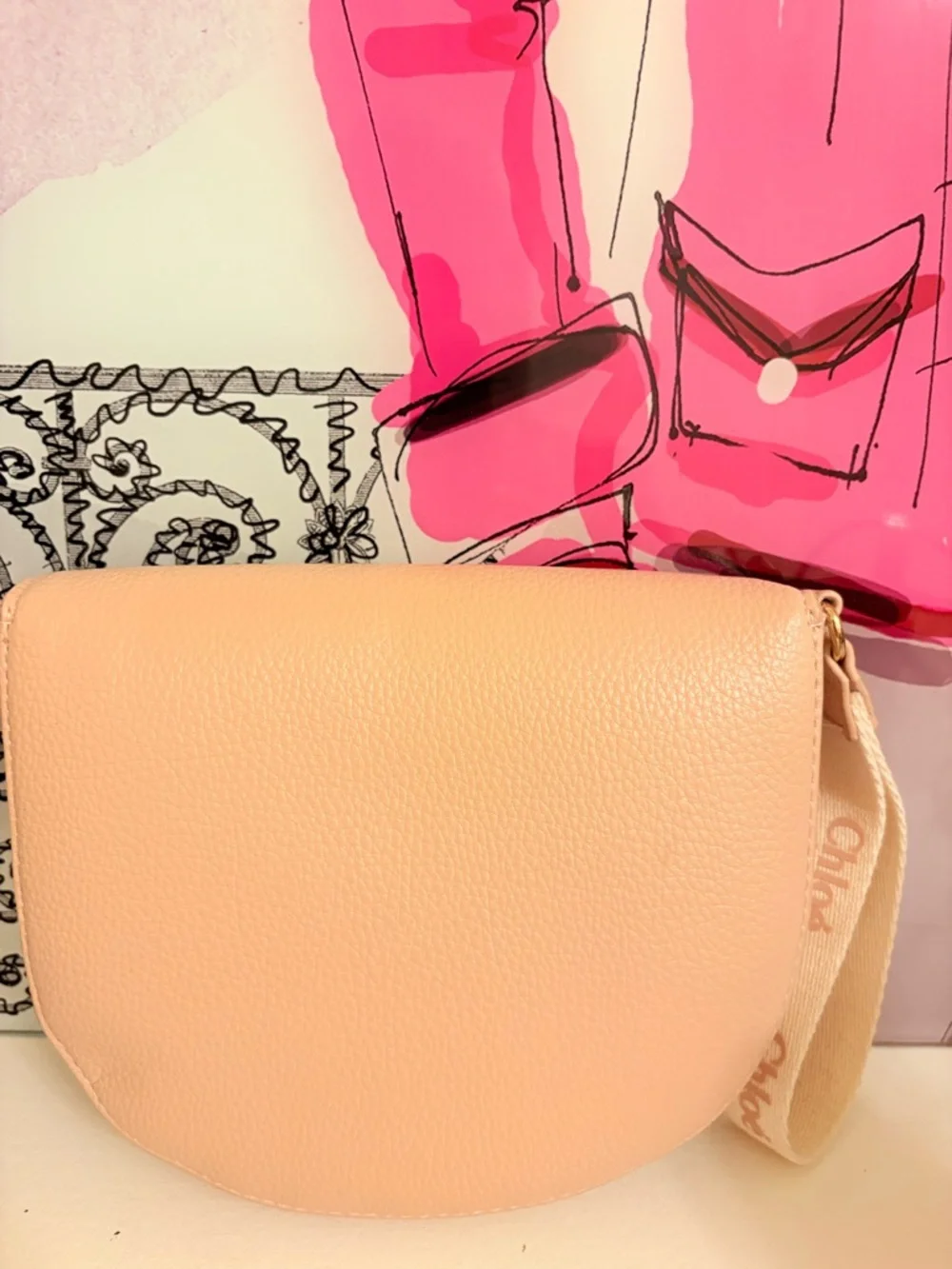 Chloé Parfum Blush Pink Pebbled Wristlet | NWOT - Picture 4 of 10